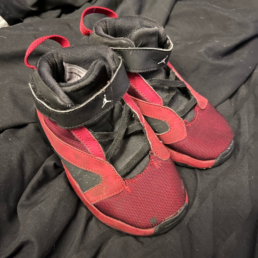 Kids Black and Red Jordan Sneakers